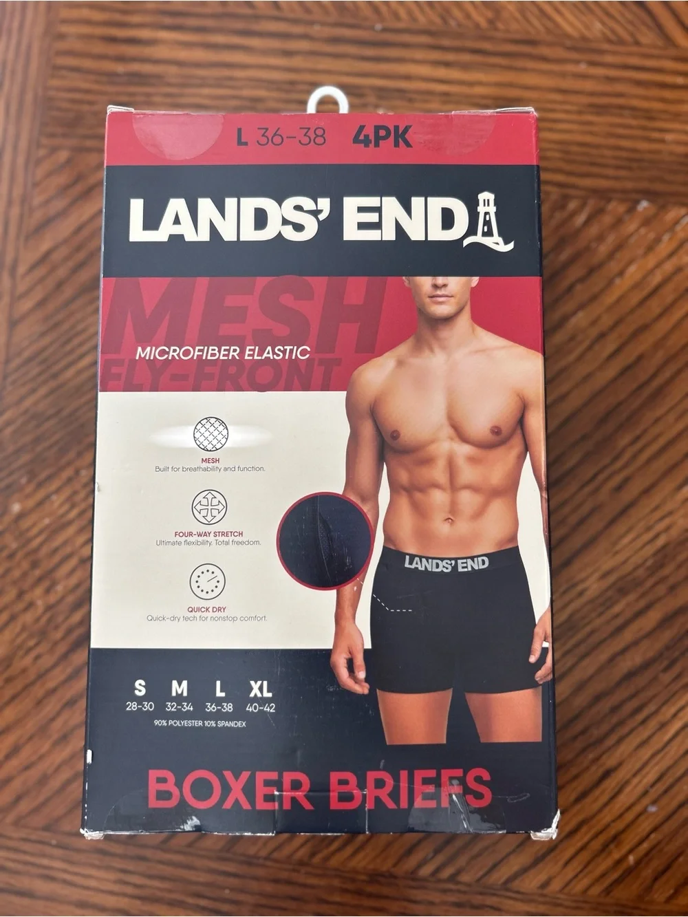 Lands' End Men's 4-Pack Microfiber Boxer Briefs 4 pack size L